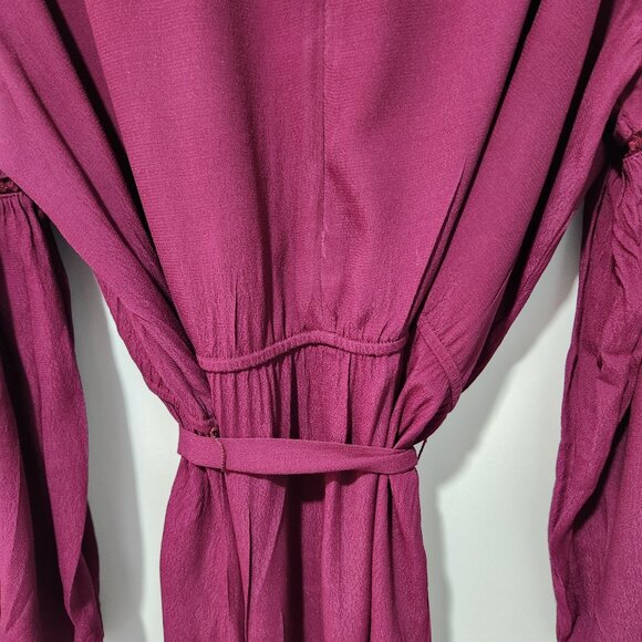 GAP Women's Long Sleeve Berry Purple Peasant Style Dress with Embroidery XXL - Picture 10 of 11